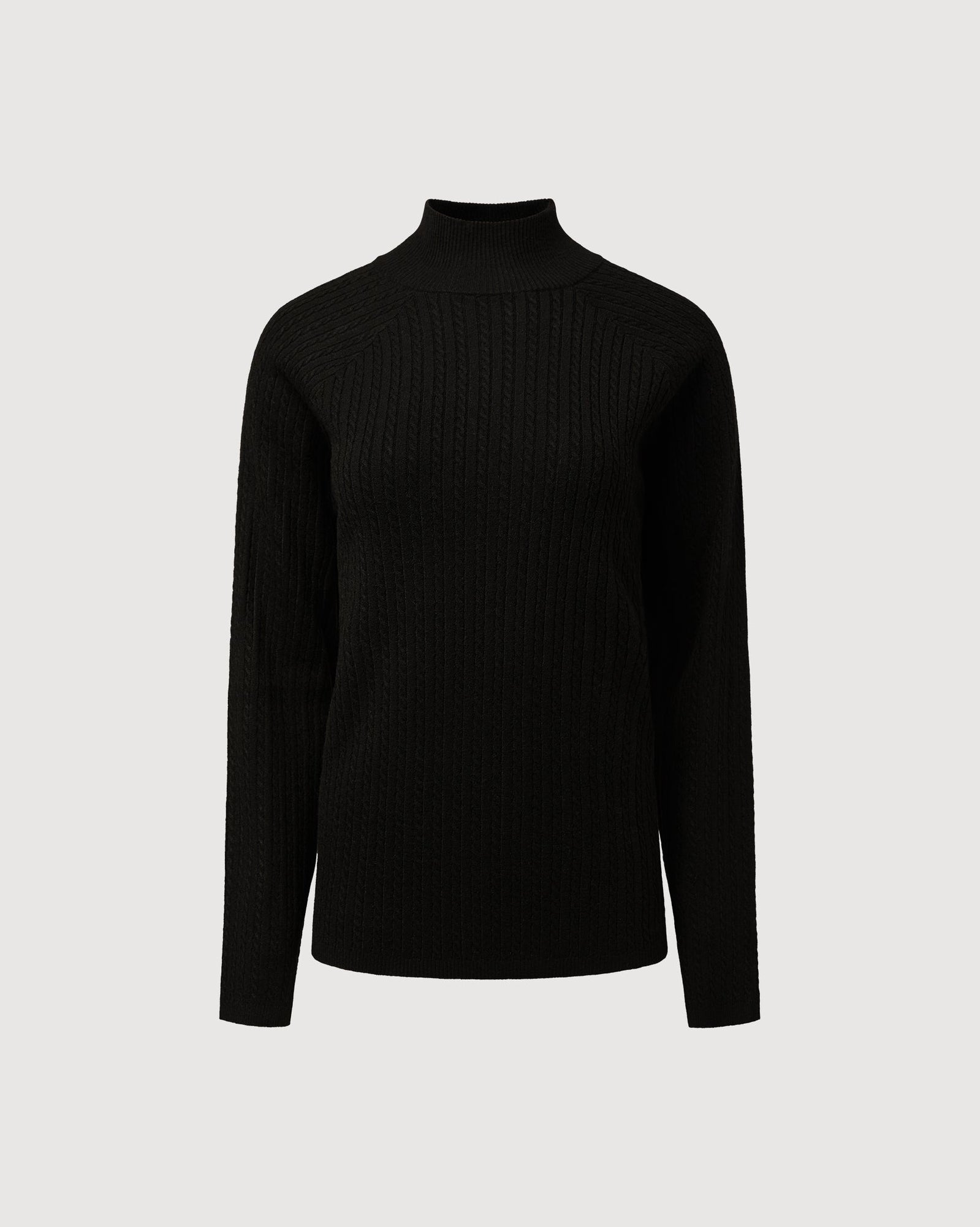 Cable Turtle Neck Sweater | Black