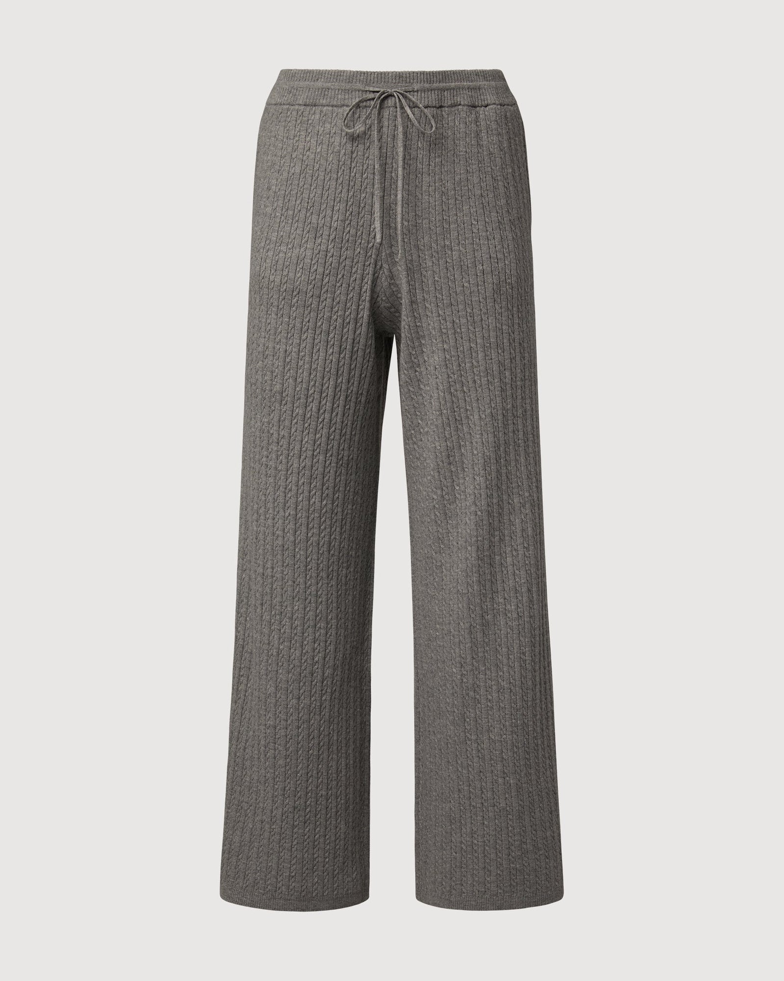 Cable Knit Wide Leg Pant | Charcoal Heather Grey