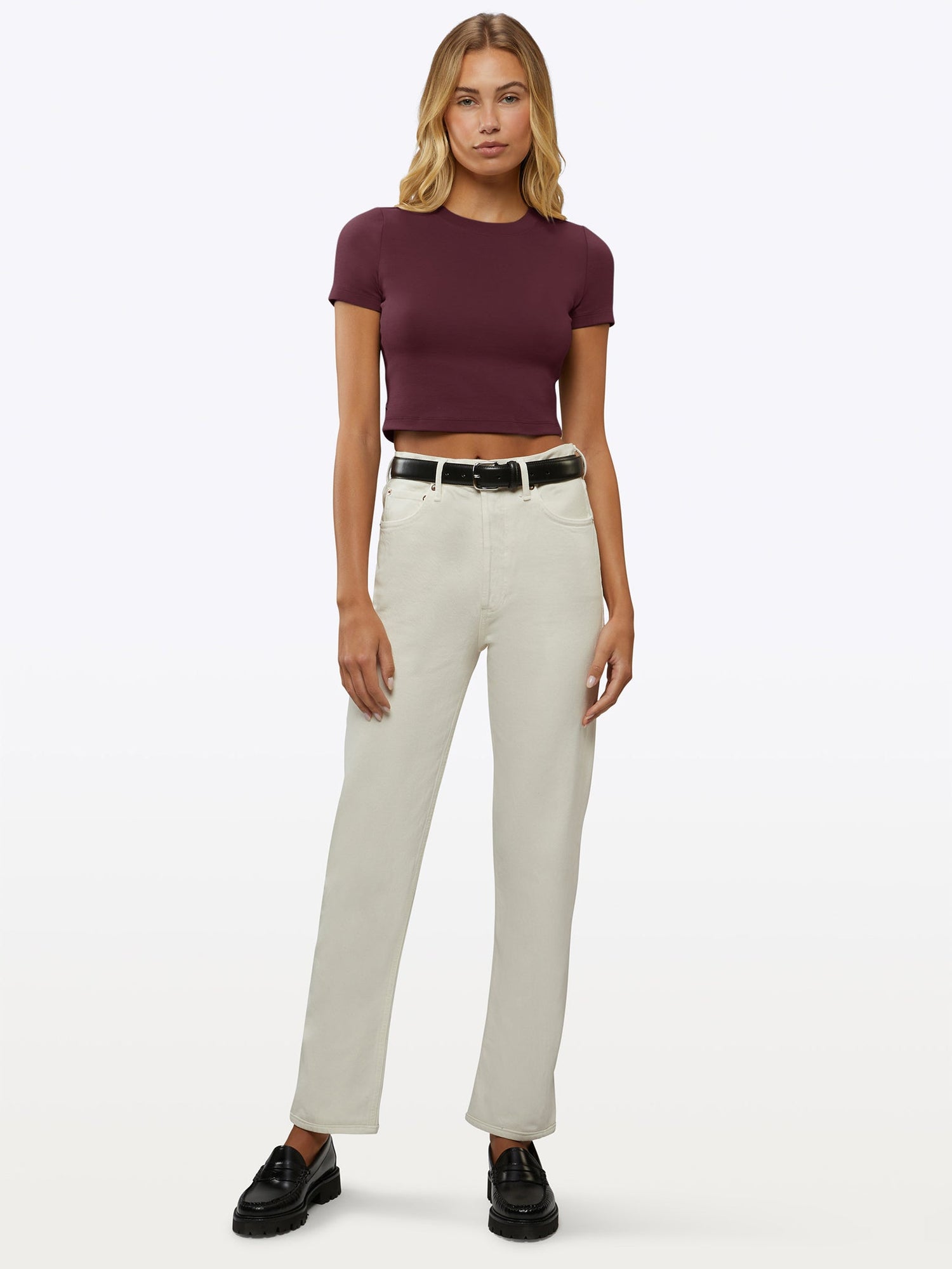 Womens | Tomboy Slim-Fit Tomboy-Cotton Cropped Tee | Deep Cranberry