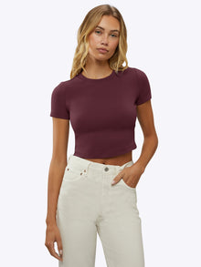 Womens | Tomboy Slim-Fit Tomboy-Cotton Cropped Tee | Deep Cranberry