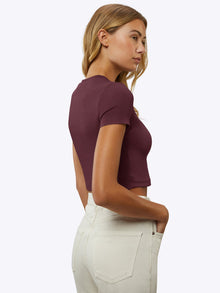 Womens | Tomboy Slim-Fit Tomboy-Cotton Cropped Tee | Deep Cranberry