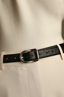 Mija Belt | Black Ostrich & Silver