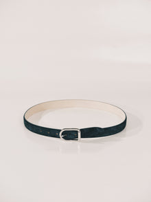 Mija Suede Belt | Deep Emerald & Silver