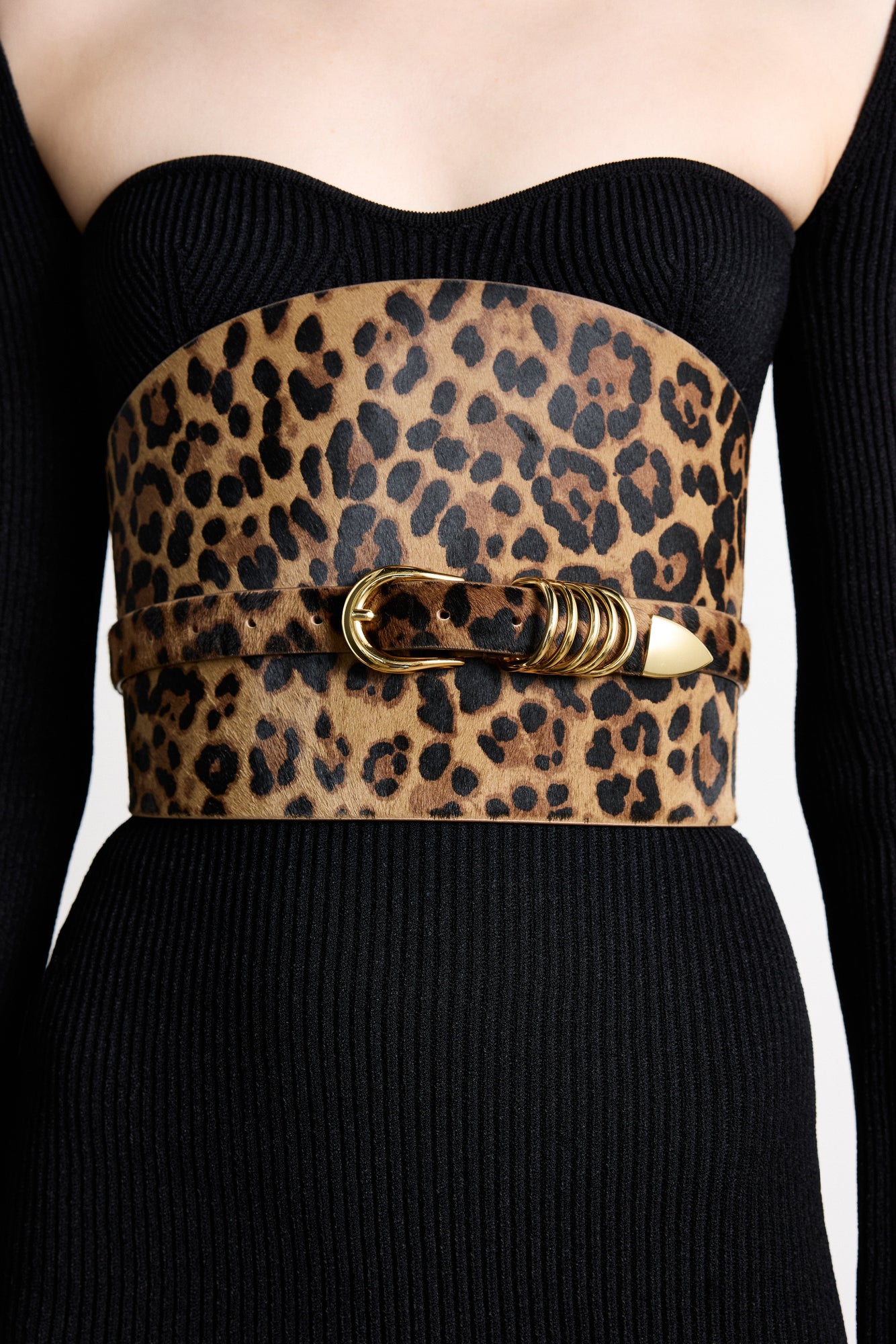 Bodice Belt Calf Hair Belt | Dark Jaguar & 24K Gold