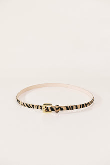 Mara Calf Hair Belt | Zebra & 24K Gold