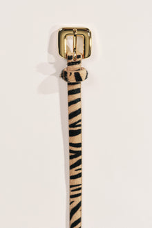 Mara Calf Hair Belt | Zebra & 24K Gold