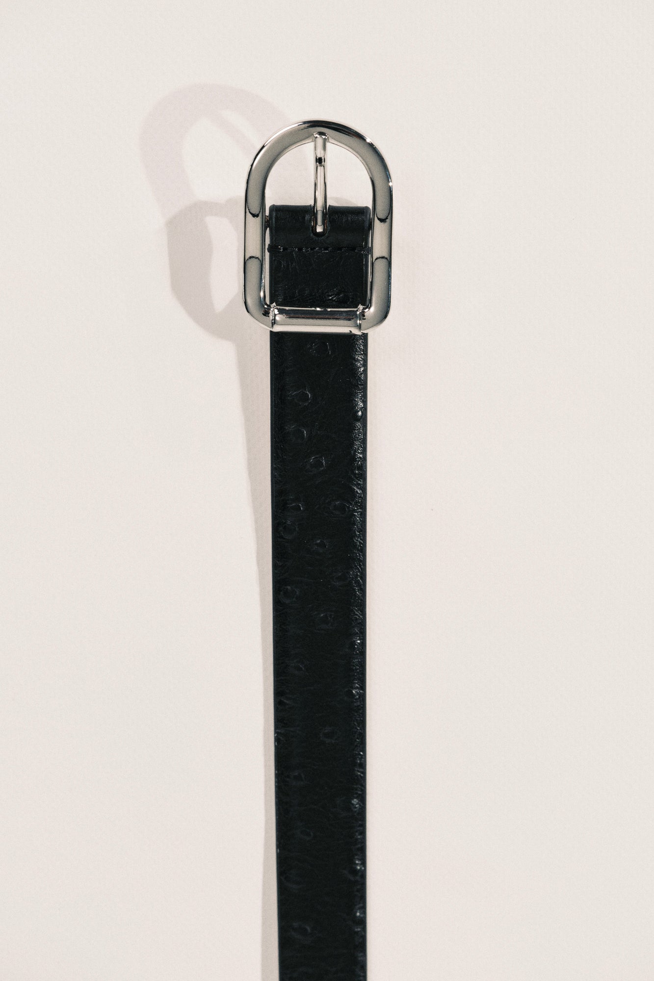 Mija Belt | Black Ostrich & Silver