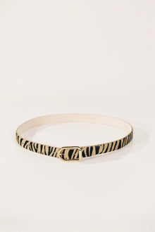 Mija Calf Hair Belt | Neutral Zebra & 24K Gold