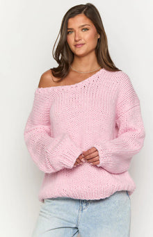 Delvey Chunky Knit Sweater | Light Pink