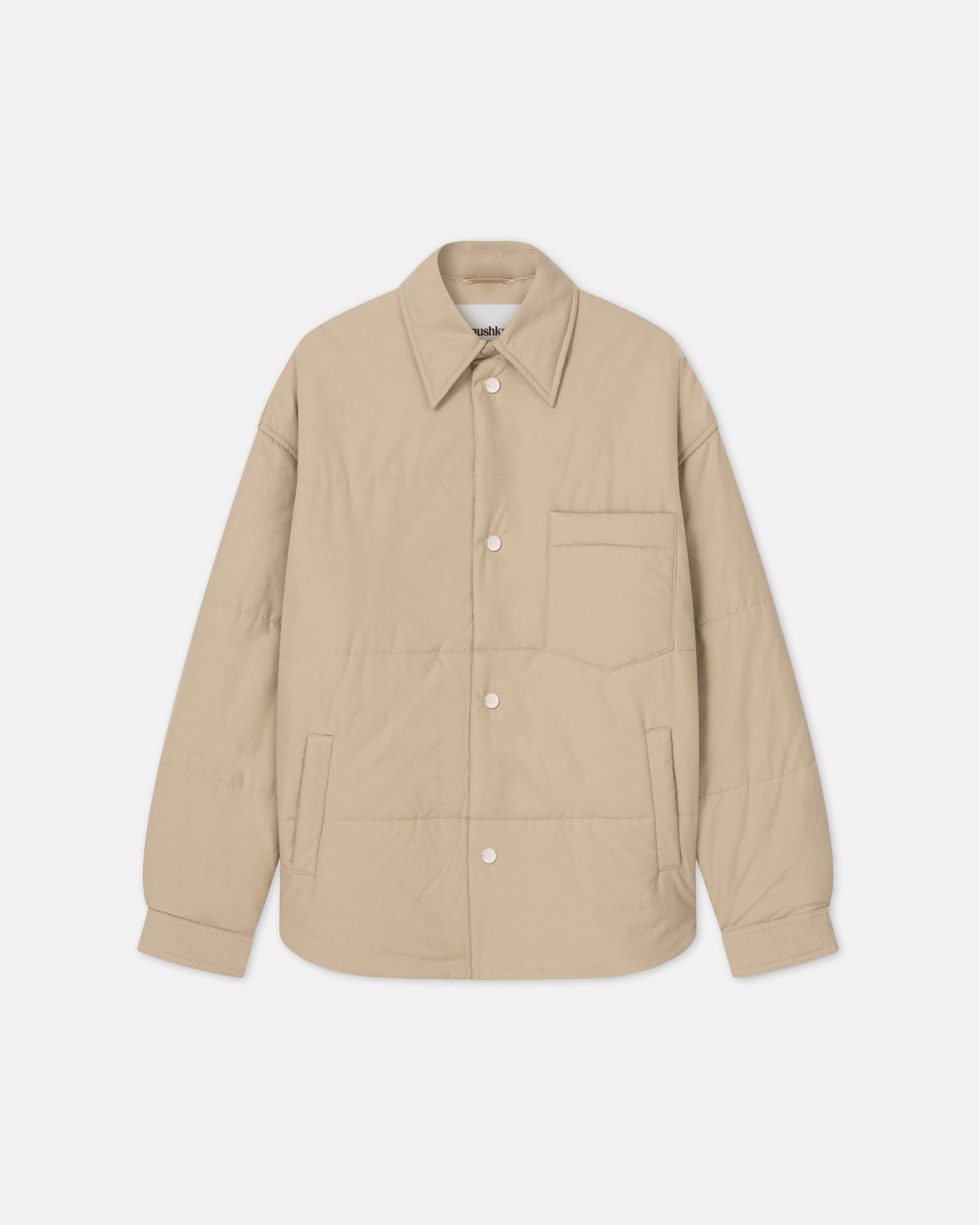 Demas Padded Tech Poplin Overshirt | Pebble