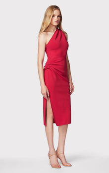 Draped Milano Midi Dress W/ Hardware | Dark Crimson