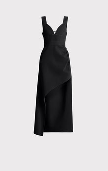 Draped Milano High Low Gown | Black