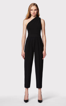 Draped Milano One Shoulder Jumpsuit | Black