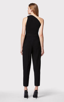 Draped Milano One Shoulder Jumpsuit | Black