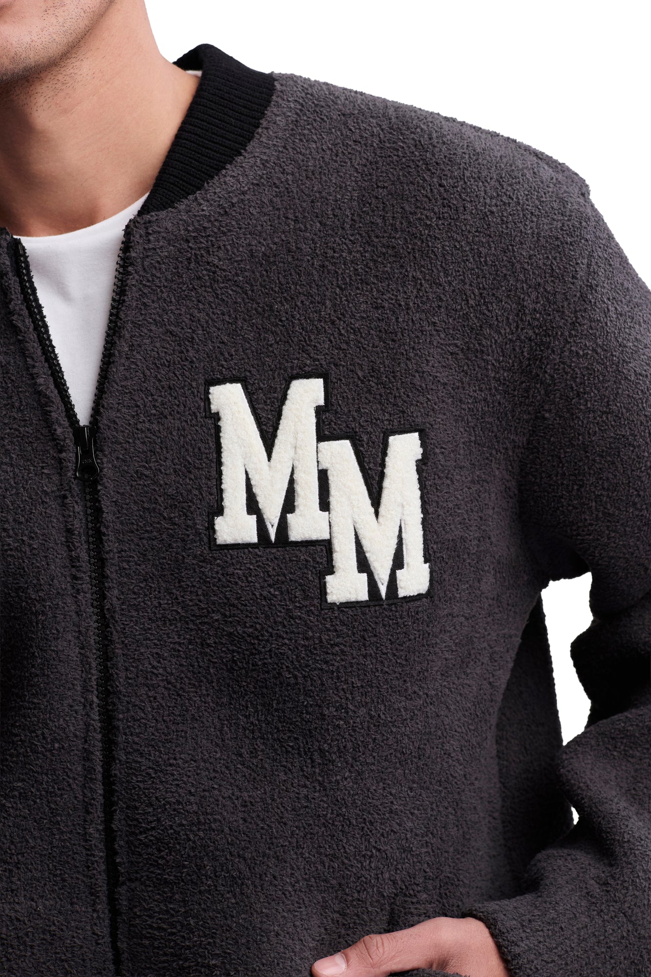 Mens | CozyChic Disney Classic Mickey Varsity Jacket | Carbon/Black