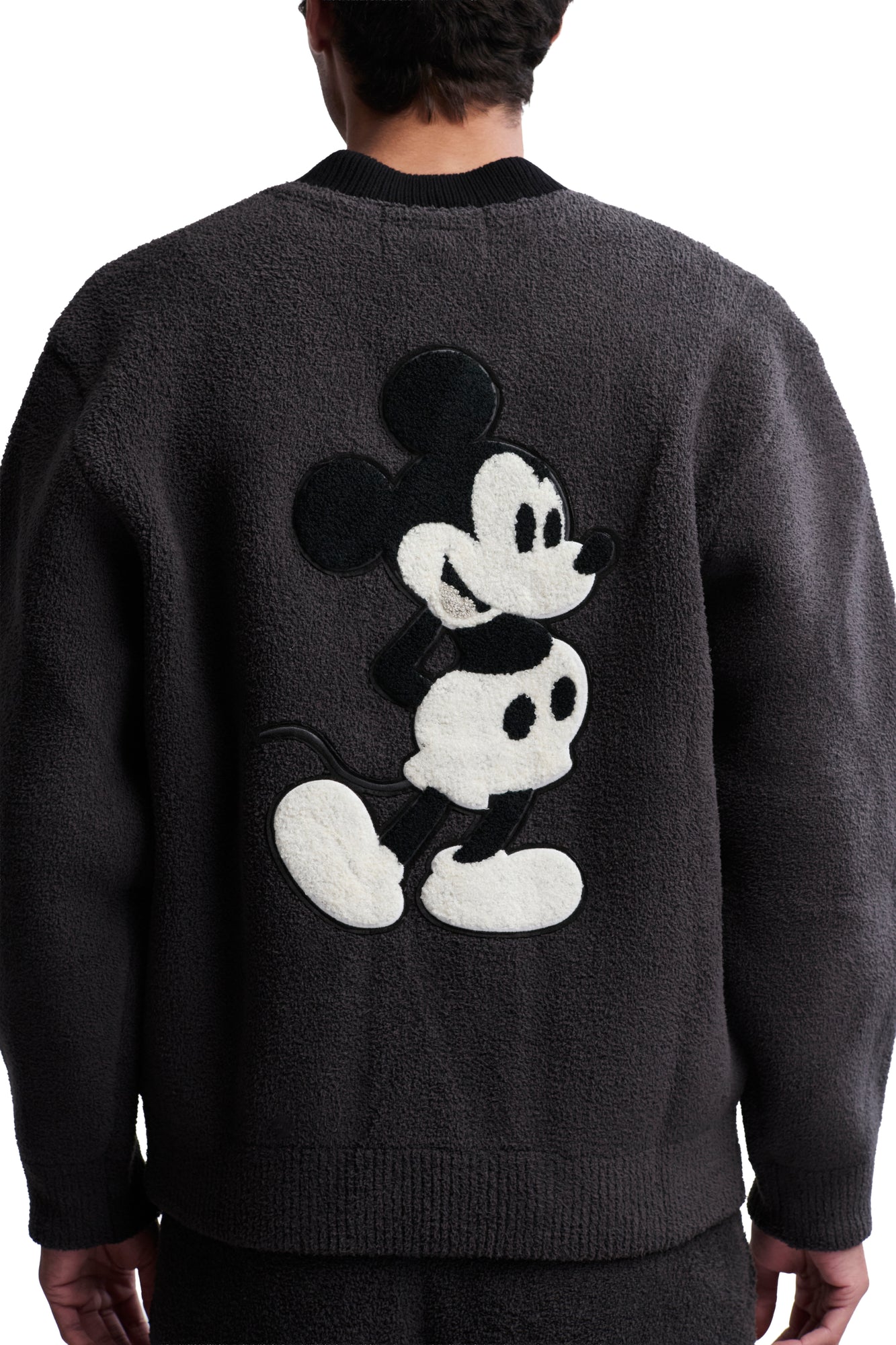 Mens | CozyChic Disney Classic Mickey Varsity Jacket | Carbon/Black
