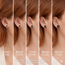 AA+ Round Stud Earrings | 14K Yellow Gold | Black Tahitian Pearl | 11mm - 12mm | Pushback Clasp