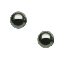 AA+ Round Stud Earrings | 14K Yellow Gold | Black Tahitian Pearl | 11mm - 12mm | Pushback Clasp