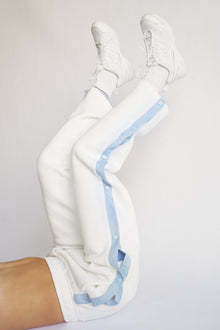 Tearaway Fleece Pants | White & Baby Blue