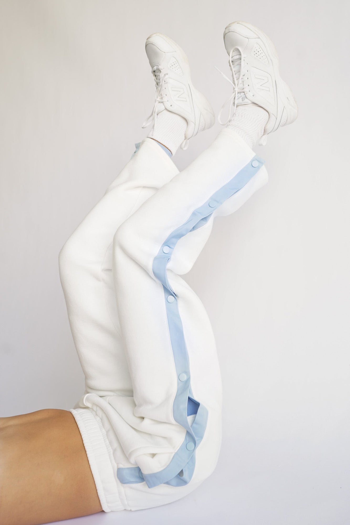 Tearaway Fleece Pants | White & Baby Blue