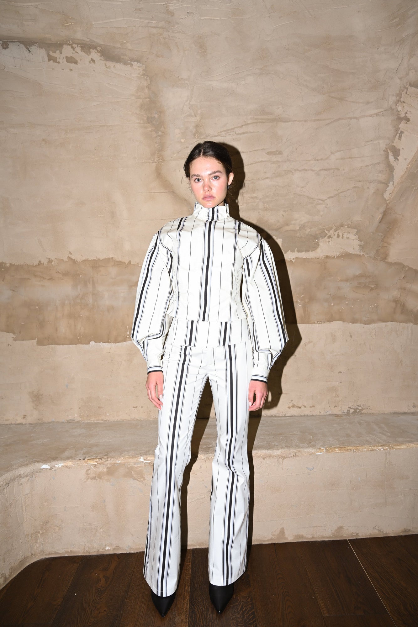 Tilly Cotton Trouser | Offwhite Striped