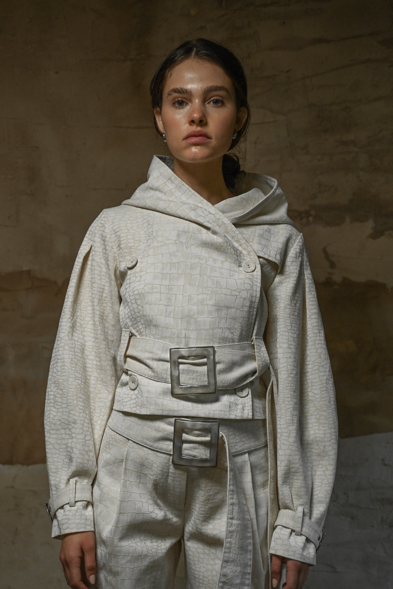 Ganna Belted Jacket | Snakeskin Jacquard