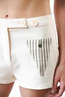 Cantal Linen Tailored Shorts | Black & White
