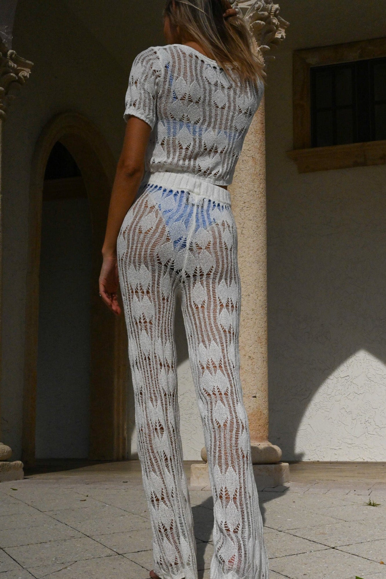 Hera Gauzy Lace Pant | White