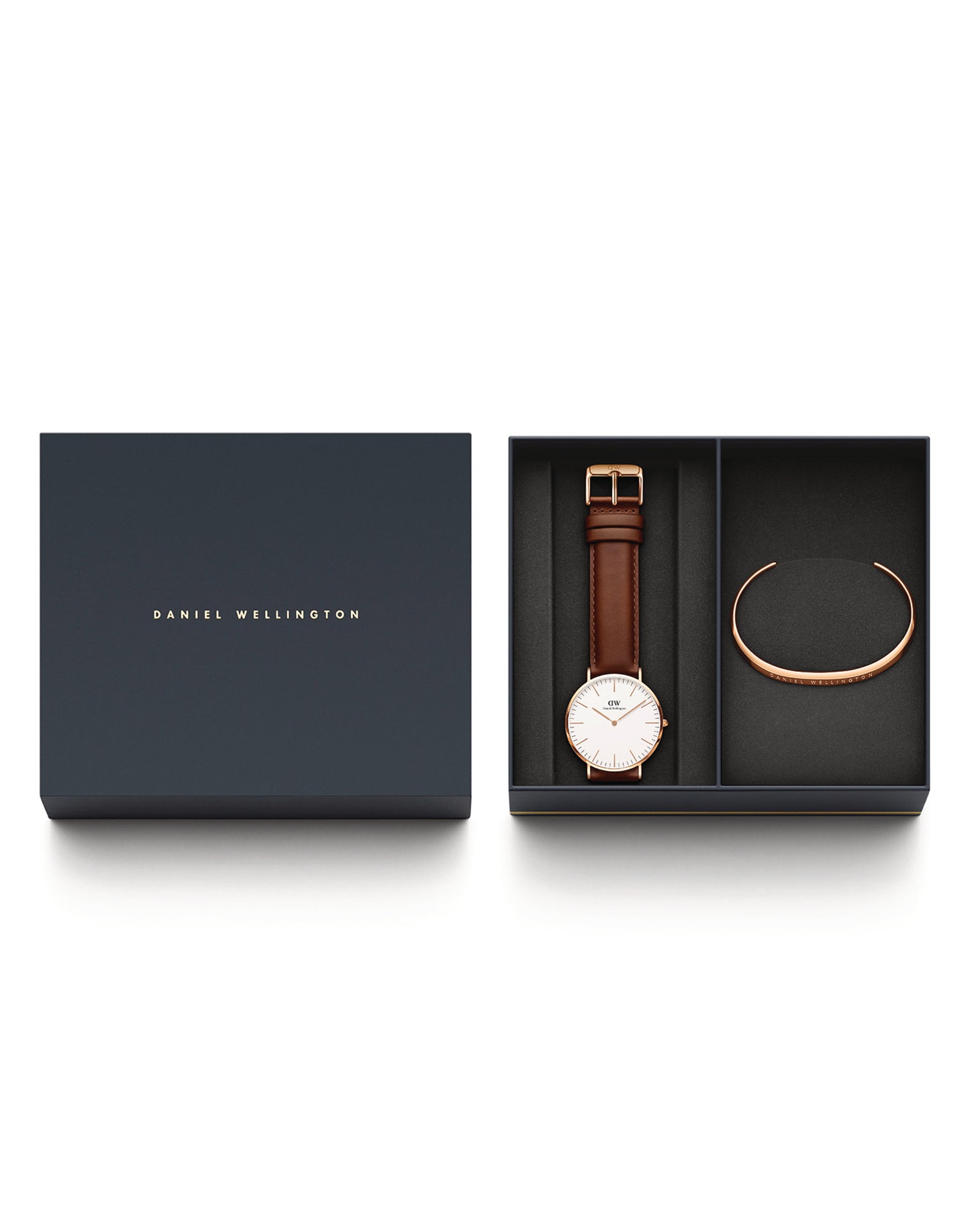Mens | Classic St Mawes & Classic Bracelet Set | White | Rose Gold