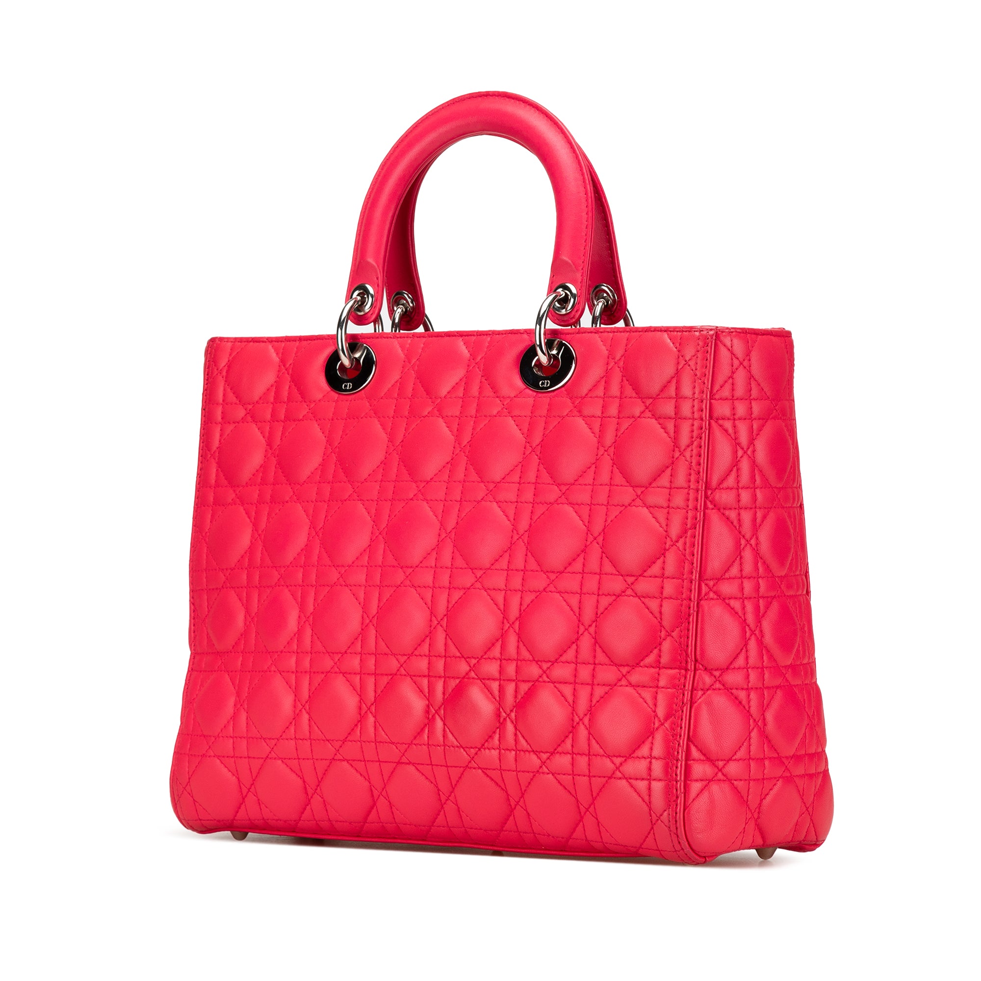 Dior | Pre-Owned Large Lambskin Cannage Lady | Pink