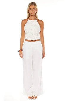 Daisie Textured Halter Top | White