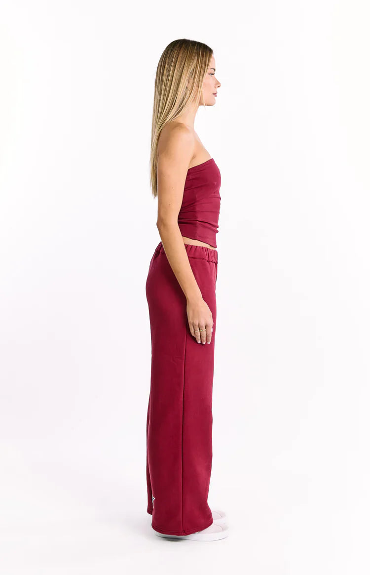 Dania Leopard Star Track Pants | Burgundy