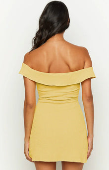 Daydreaming Off Shoulder Mini Dress | Yellow