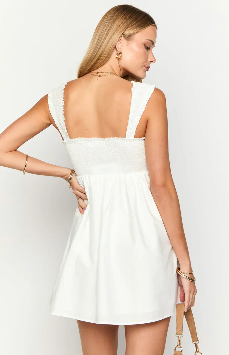 Dekoda Cap Sleeve Mini Dress | White