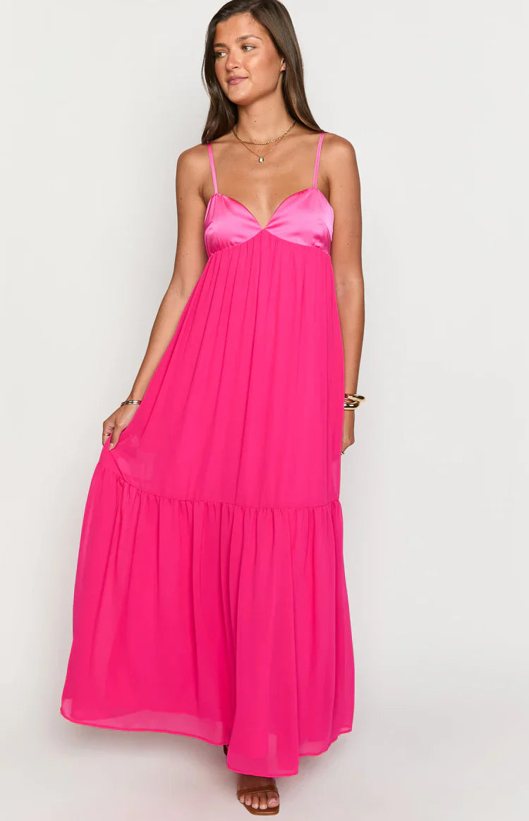 Dekota Contrast Maxi Dress | Hot Pink