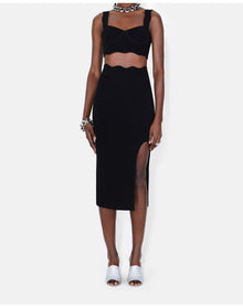 Delia Scalloped Skirt | Black