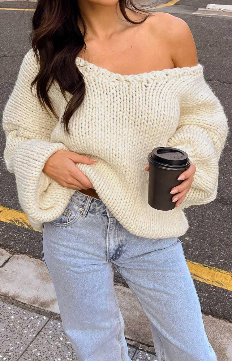 Delvey Chunky Knit Sweater | Cream