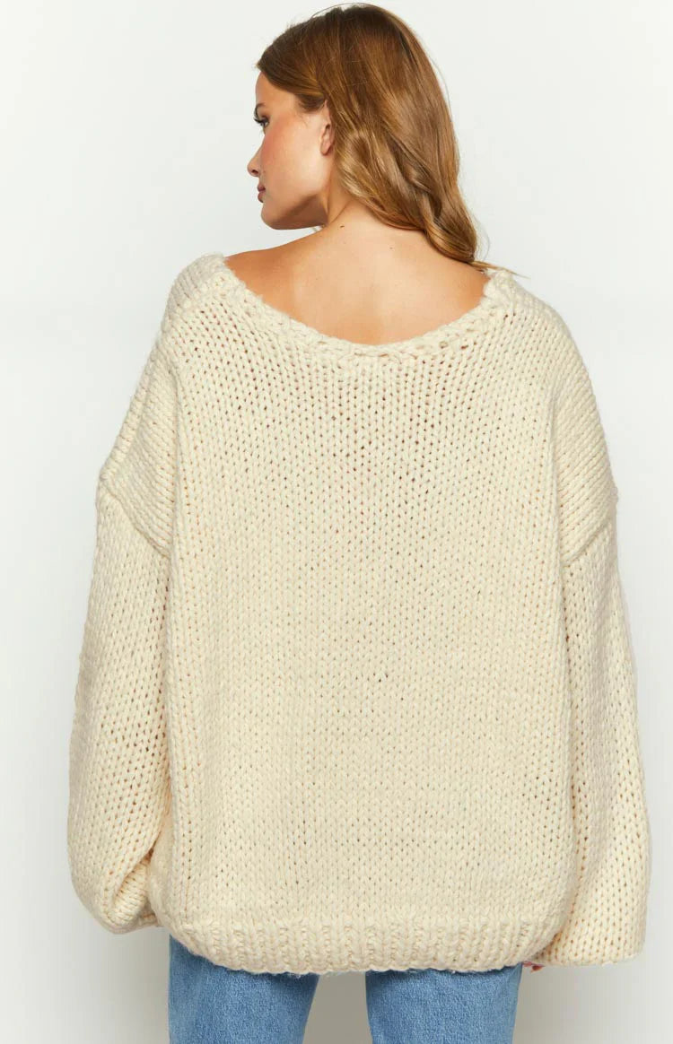 Delvey Chunky Knit Sweater | Cream