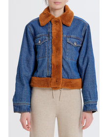 Denim Teddy Trucker Jacket | Indigo