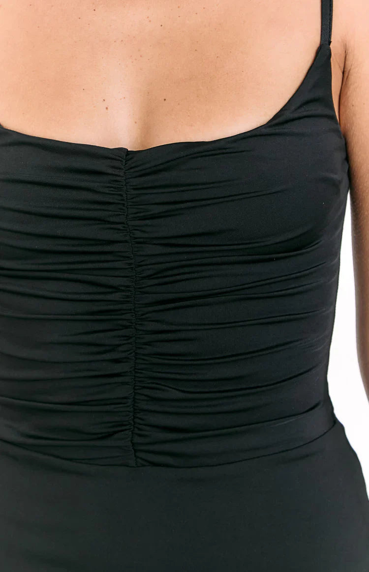 Denzel Ruched Mini Dress | Black