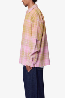 Dip Fade Flannel Shirt | Pink