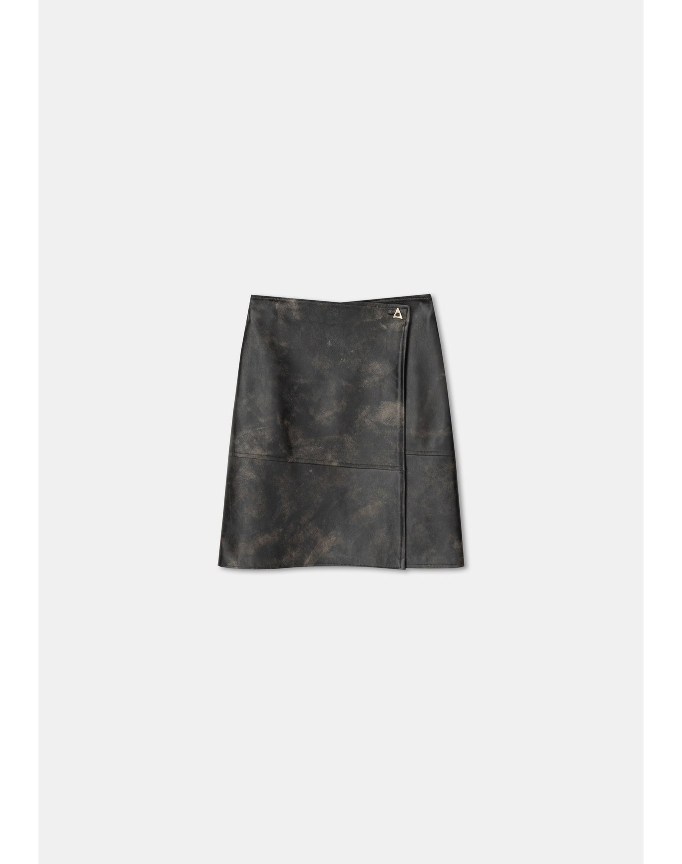 Doja | Vintage Leather Wrap Midi Skirt | Washed Grey