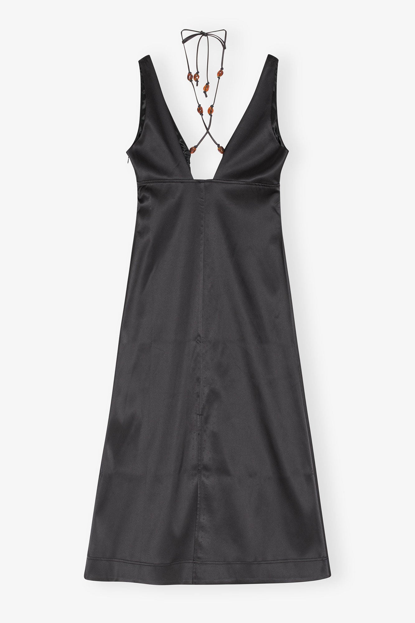 Double Satin Halter Neck Dress | Black