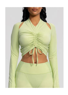 Drawstring Crop Top | Cool Matcha