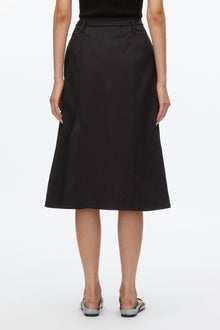 Utility Skirt with Zip Chiffon Godet | Black