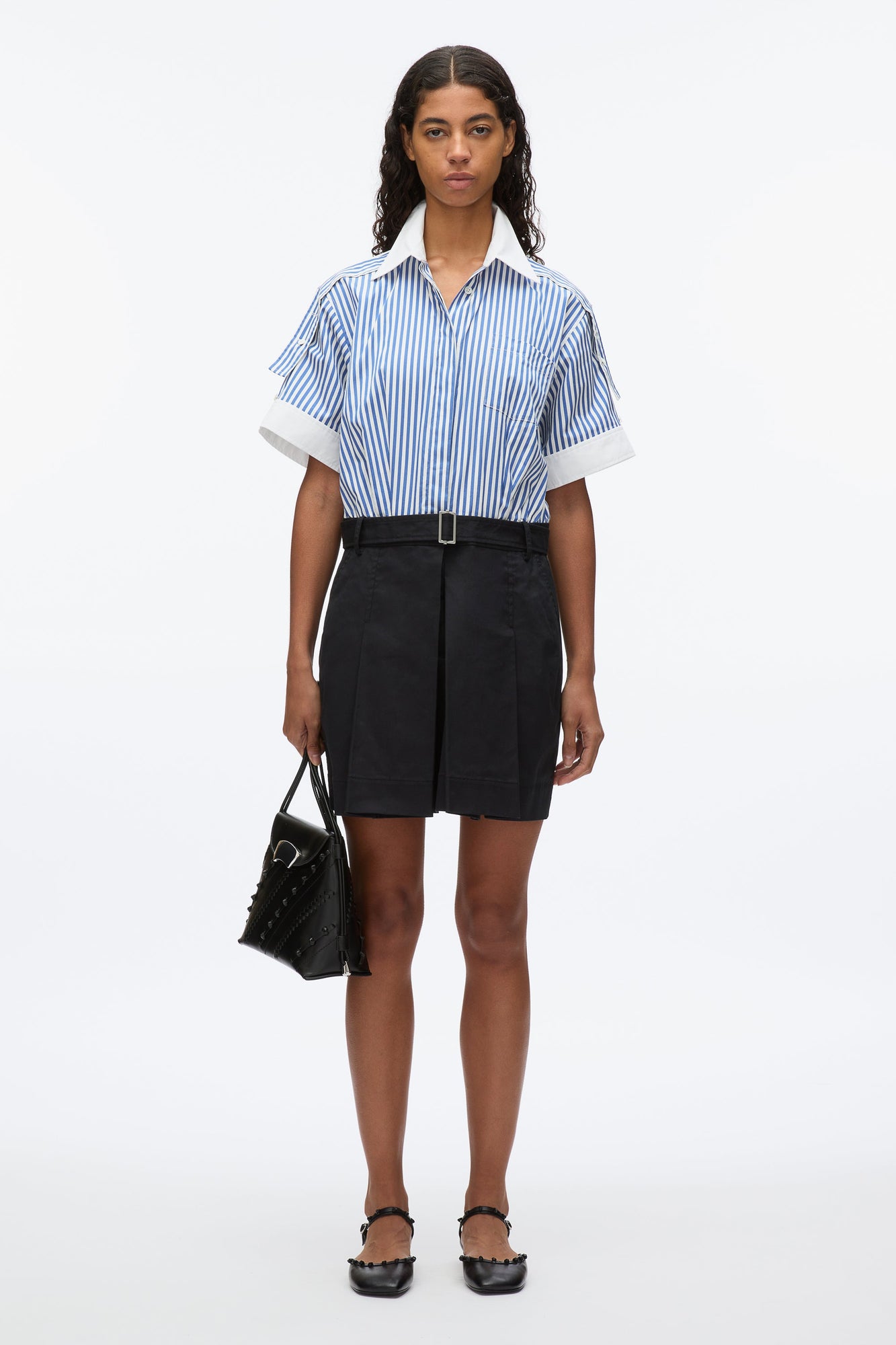Shirt Combo Dress with Pleated Skirt | Blue Multi/Midnight