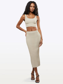 Womens | Coreflex Form-Fitting Cropped Tank | Earl Grey