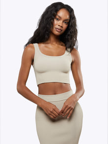 Womens | Coreflex Form-Fitting Cropped Tank | Earl Grey