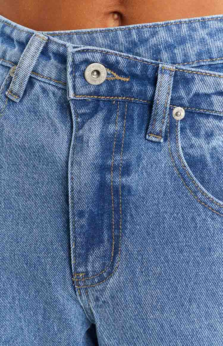 Kansis Uneven Waist Jeans | Blue