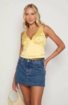 Ivory Petal Satin Top | Yellow